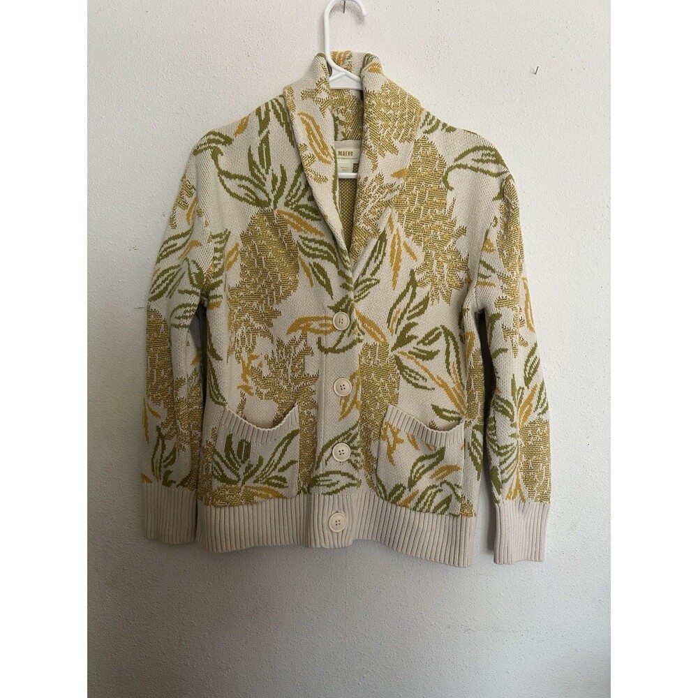 Maeve Anthropologie Pineapple Cardigan Sweater Blazer, Small